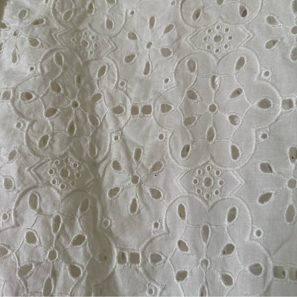 White Boho Eyelet Button down Shirt- Floral Lace Shirt - Festival Top- Size XL - Picture 6 of 6